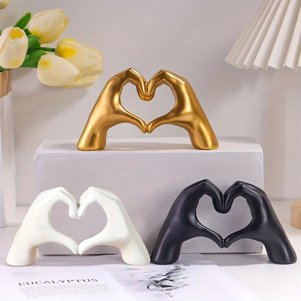 Resin Love Gesture Sculpture – Nordic Style Desktop Decoration 