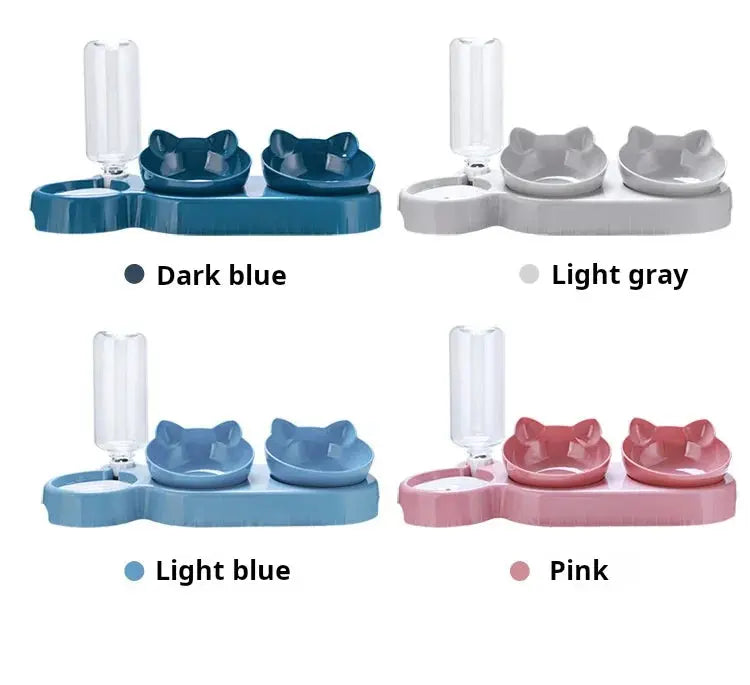 3-in-1 Pet Bowl with Water Feeder – Tilted Cat & Dog Food and Water Set Cavello & Co.