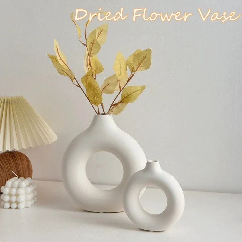 Creative Donut-Shaped Vase – Nordic Style Minimalist Decoration 