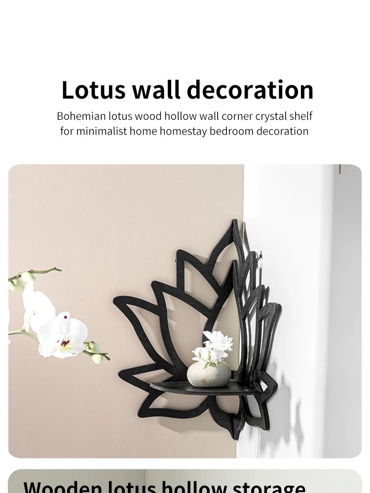 Wooden Lotus Hollow Decorative Rack – Aromatherapy Organizer & Wall Shelf 