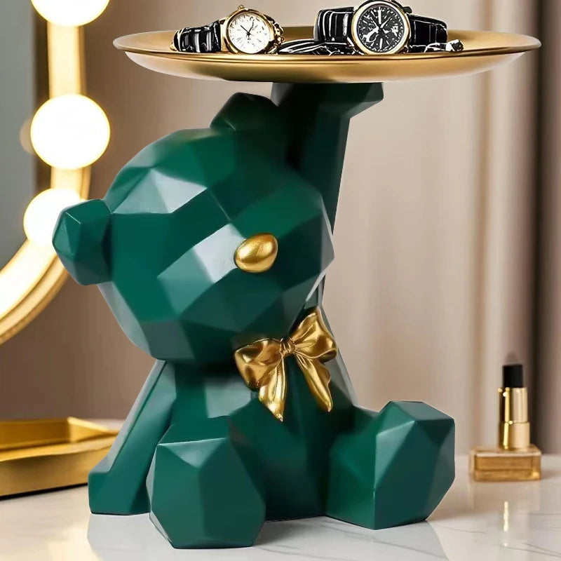 Kawaii Geometric Butterfly Bear Tray – Decorative Storage Organizer 