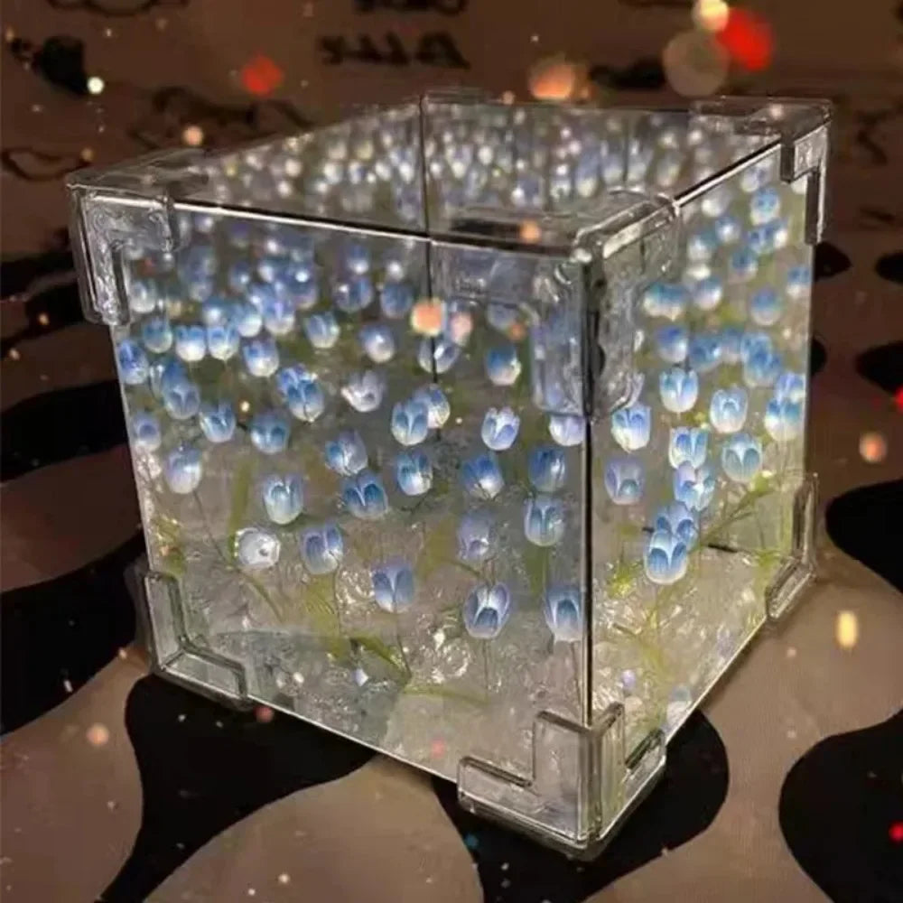 Creative DIY Tulip Flower Sea Cube 3D Night Lamp – Material Kit 