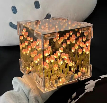 Creative DIY Tulip Flower Sea Cube 3D Night Lamp – Material Kit 