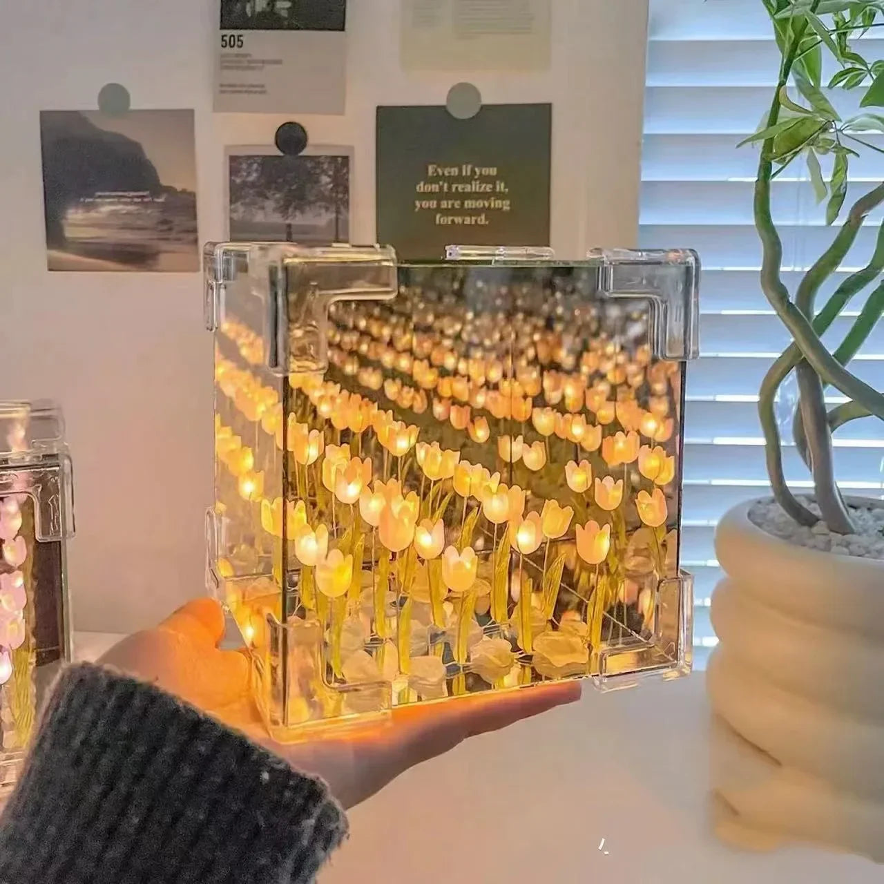 Creative DIY Tulip Flower Sea Cube 3D Night Lamp – Material Kit 