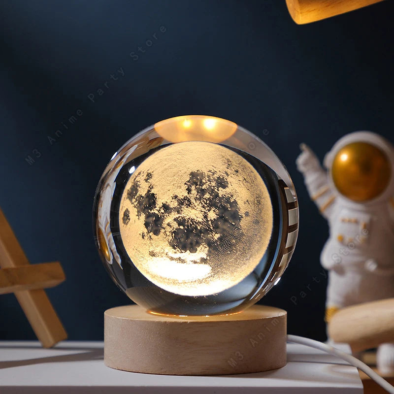 3D Crystal Ball LED Night Light – Glowing Galaxy Lamp (5cm) 