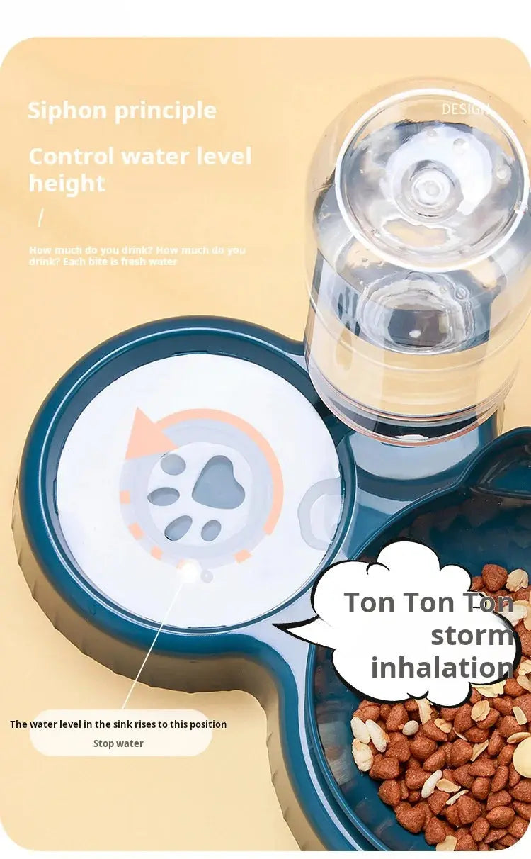 3-in-1 Pet Bowl with Water Feeder – Tilted Cat & Dog Food and Water Set Cavello & Co.
