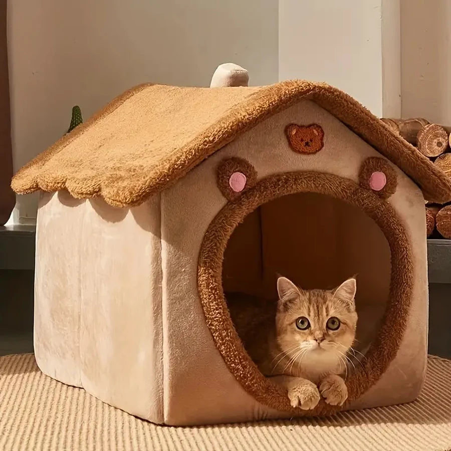 Foldable Pet House – Removable & Washable Cat and Dog Bed 