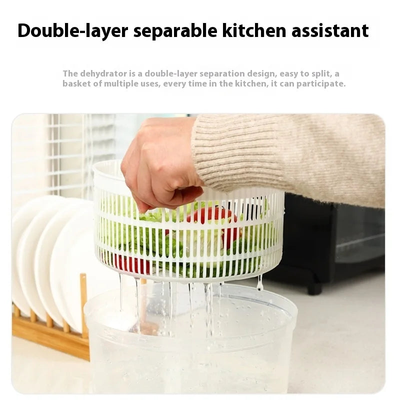 Multifunctional Manual Vegetable Dehydrator – Salad Spinner with Drain Basket 
