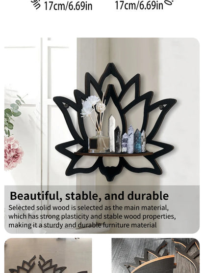 Wooden Lotus Hollow Decorative Rack – Aromatherapy Organizer & Wall Shelf 