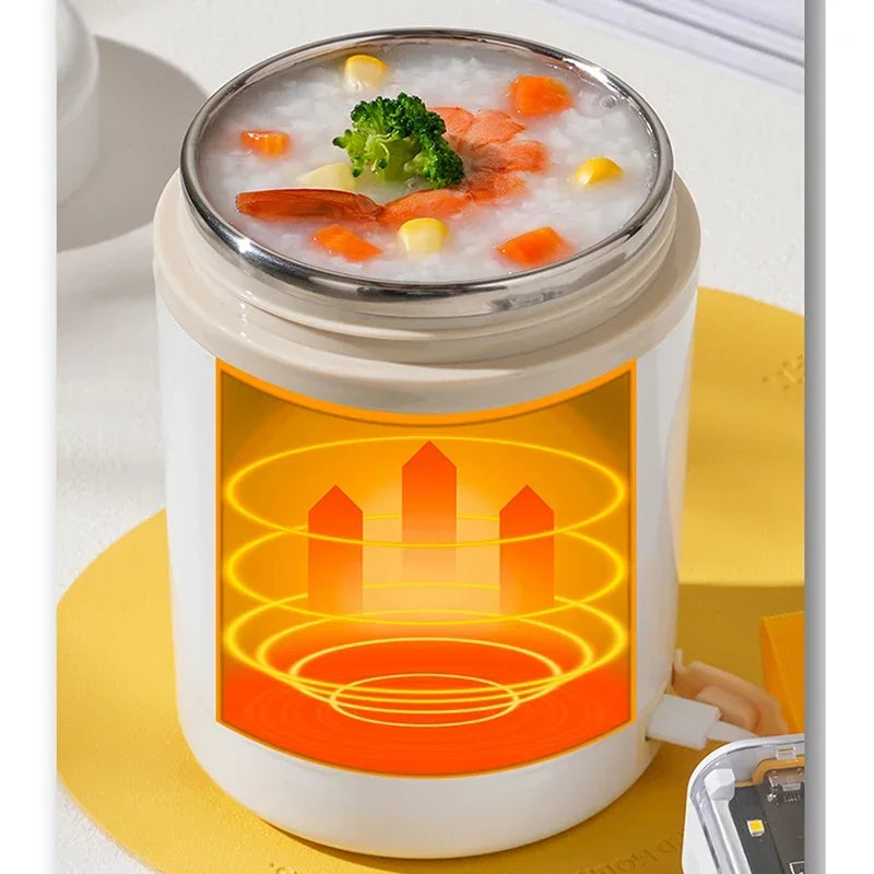600ML Portable USB Electric Heating Lunch Box – Food Warmer with Drink Function 