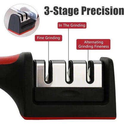 3-Segment Knife Sharpener – Stainless Steel Kitchen Tool 