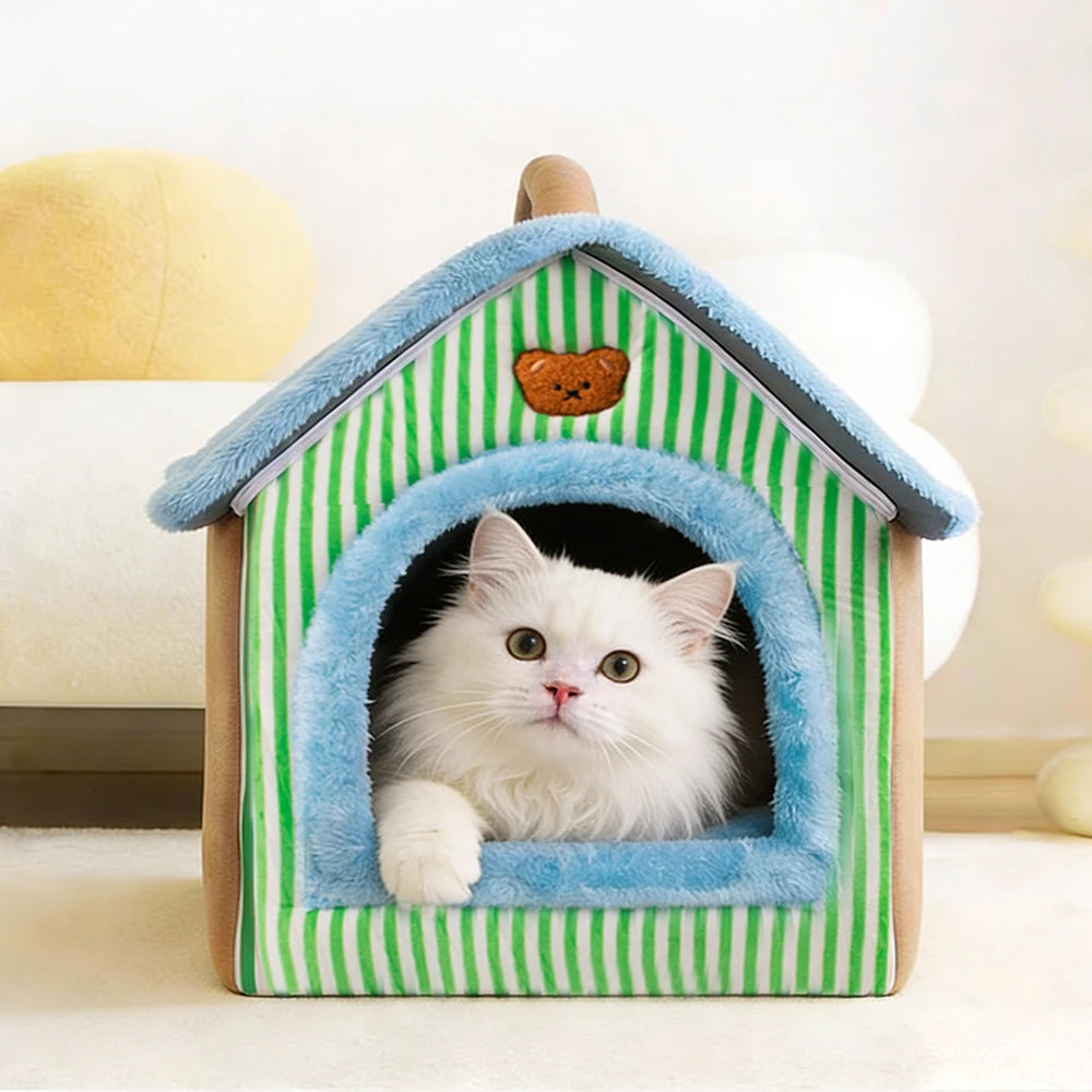 Foldable Pet House – Removable & Washable Cat and Dog Bed 
