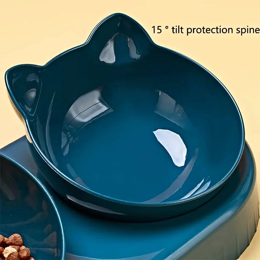 3-in-1 Pet Bowl with Water Feeder – Tilted Cat & Dog Food and Water Set Cavello & Co.
