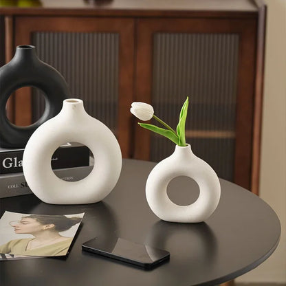 Creative Donut-Shaped Vase – Nordic Style Minimalist Decoration 