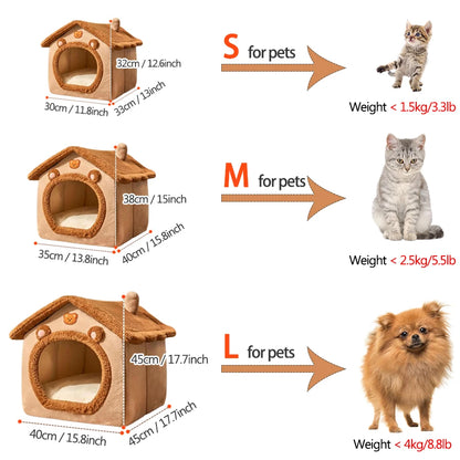 Foldable Pet House – Removable & Washable Cat and Dog Bed 