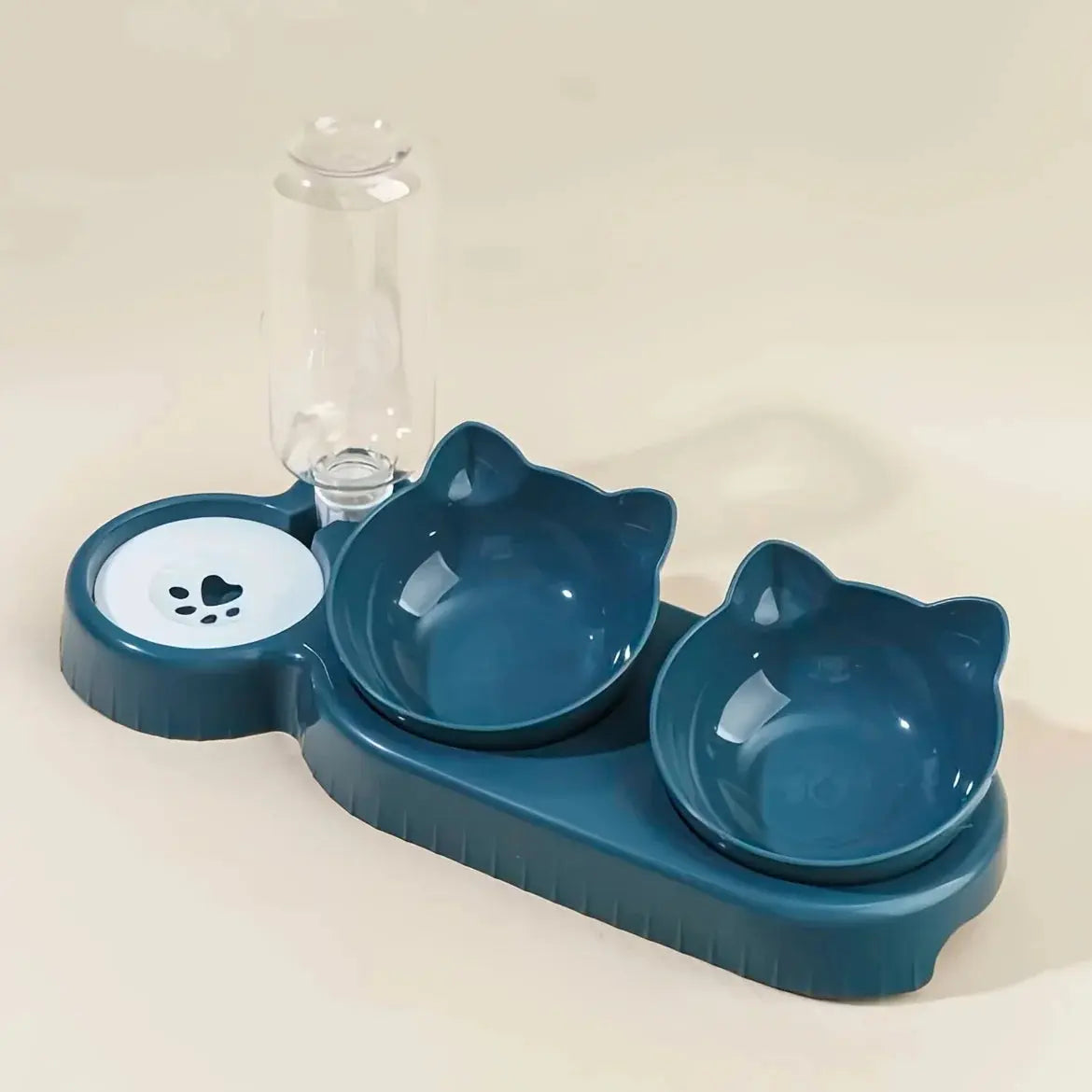 3-in-1 Pet Bowl with Water Feeder – Tilted Cat & Dog Food and Water Set Cavello & Co.
