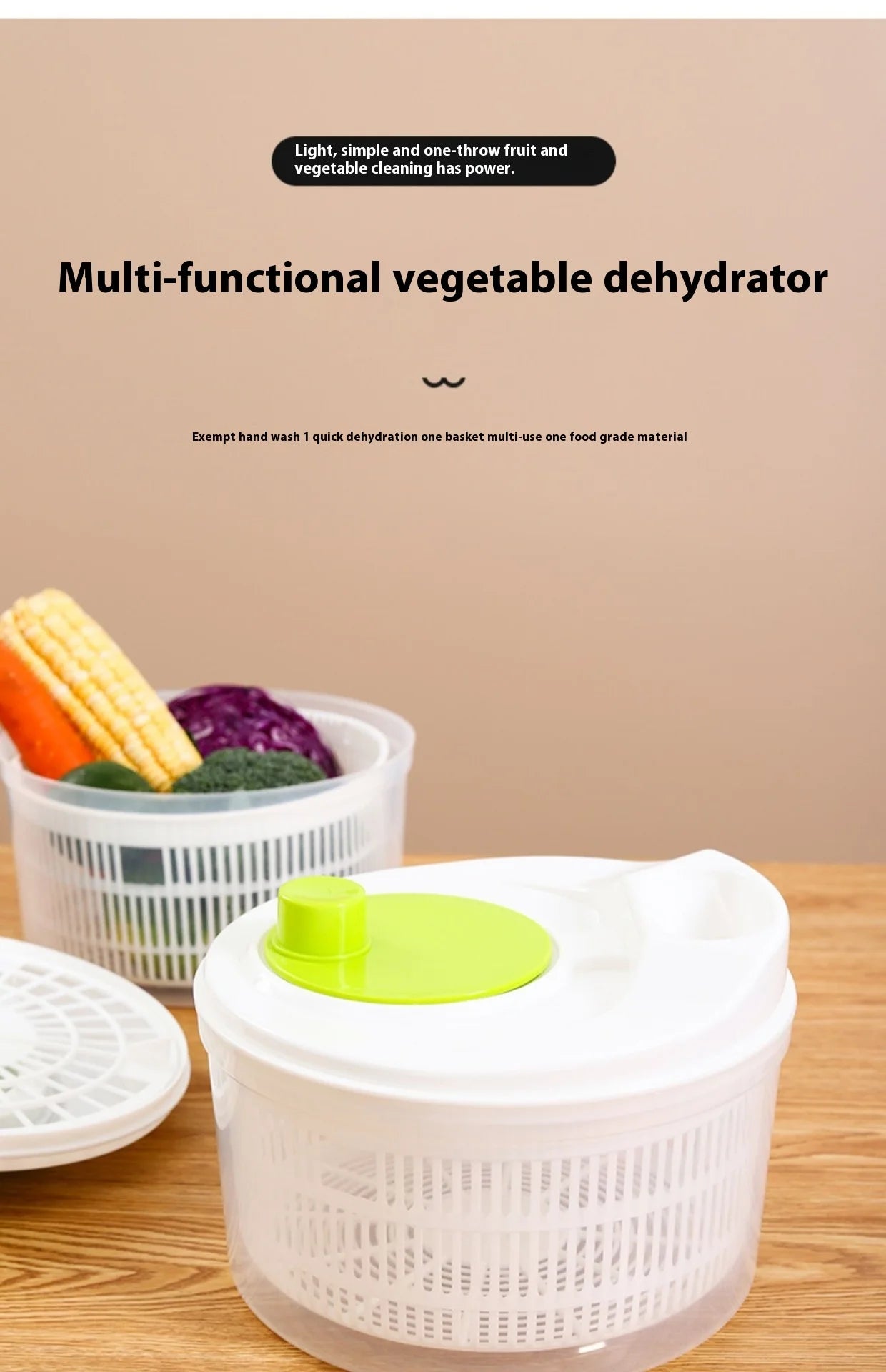 Multifunctional Manual Vegetable Dehydrator – Salad Spinner with Drain Basket 