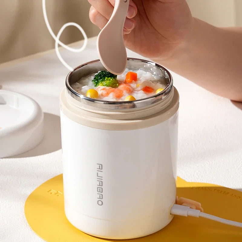 600ML Portable USB Electric Heating Lunch Box – Food Warmer with Drink Function 