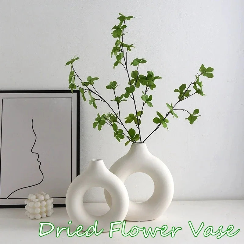 Creative Donut-Shaped Vase – Nordic Style Minimalist Decoration 