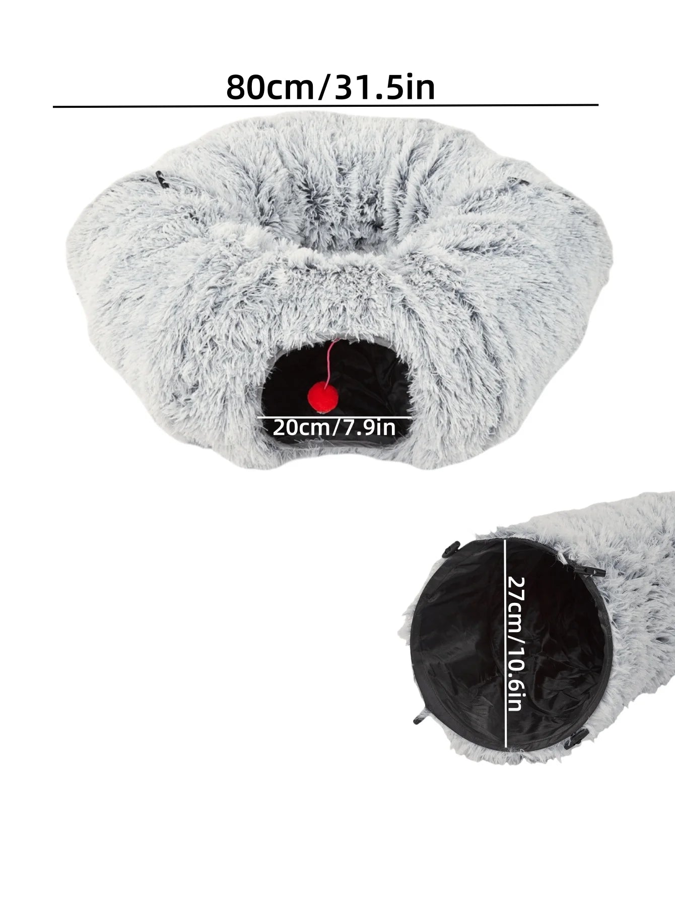 Winter Plush Cat Bed with Tunnel – Fluffy Donut & Peekhole Design Cavello & Co.