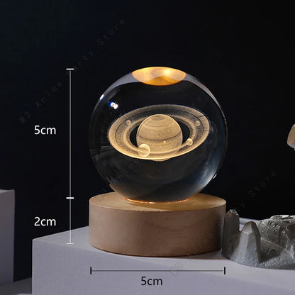 3D Crystal Ball LED Night Light – Glowing Galaxy Lamp (5cm) 