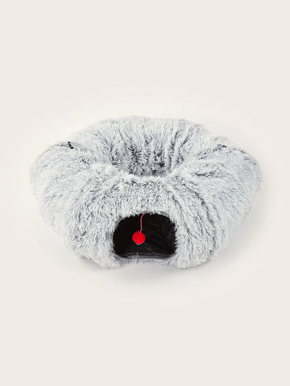Winter Plush Cat Bed with Tunnel – Fluffy Donut & Peekhole Design Cavello & Co.