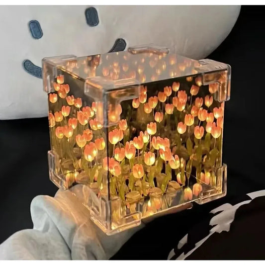 Creative DIY Tulip Flower Sea Cube 3D Night Lamp – Material Kit 