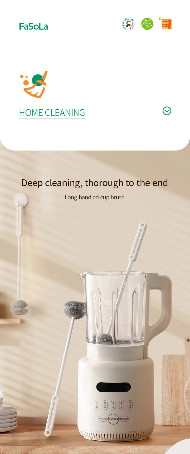 34cm Long-Handled Plastic Cup & Kettle Cleaning Brush Cavello & Co.