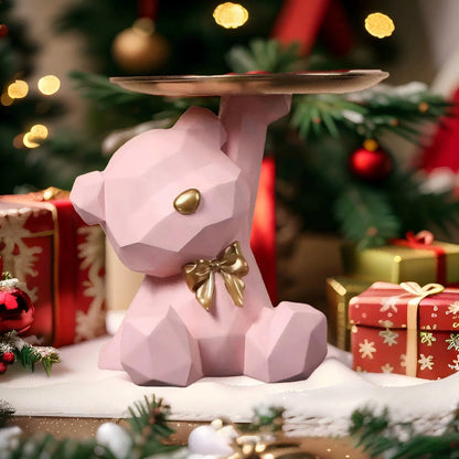 Kawaii Geometric Butterfly Bear Tray – Decorative Storage Organizer 