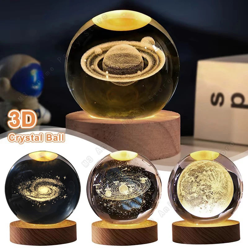 3D Crystal Ball LED Night Light – Glowing Galaxy Lamp (5cm) 