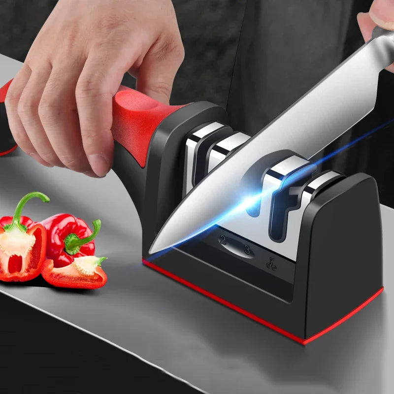 3-Segment Knife Sharpener – Stainless Steel Kitchen Tool 