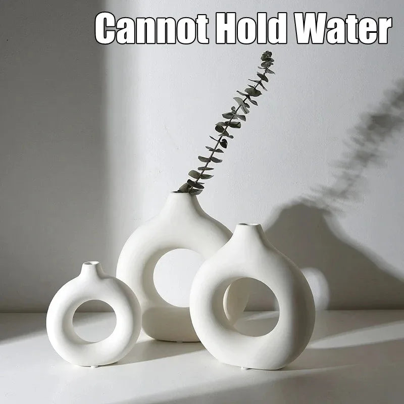 Creative Donut-Shaped Vase – Nordic Style Minimalist Decoration 