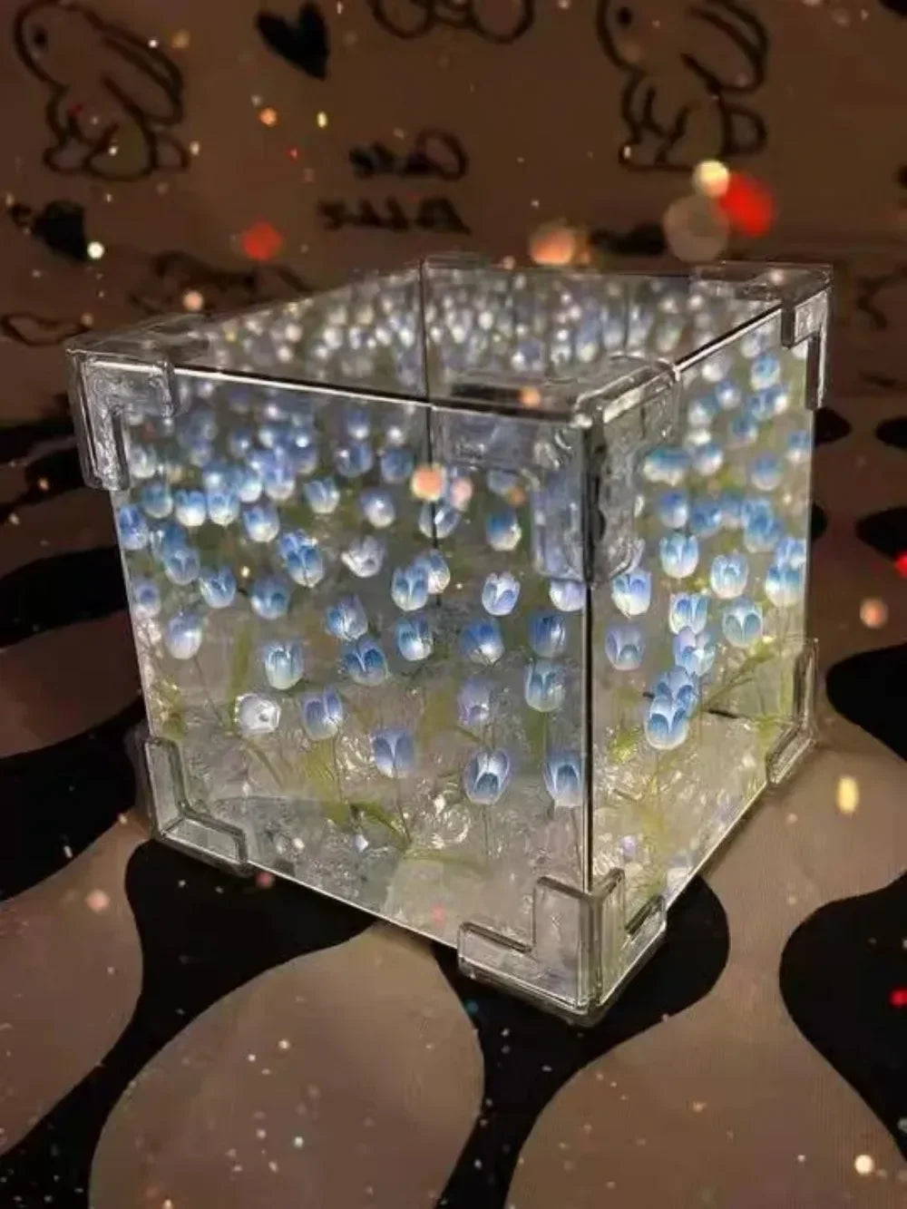 Creative DIY Tulip Flower Sea Cube 3D Night Lamp – Material Kit 