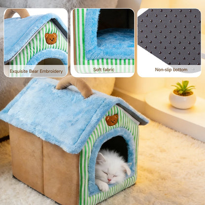 Foldable Pet House – Removable & Washable Cat and Dog Bed 