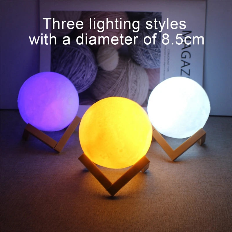 8cm Moon Lamp LED Night Light – Starry Bedroom Decor 
