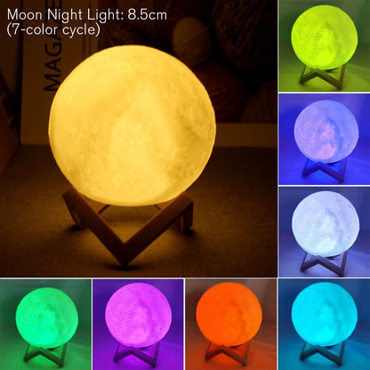 8cm Moon Lamp LED Night Light – Starry Bedroom Decor 