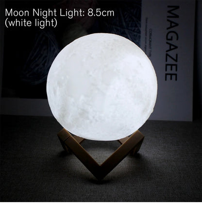 8cm Moon Lamp LED Night Light – Starry Bedroom Decor 