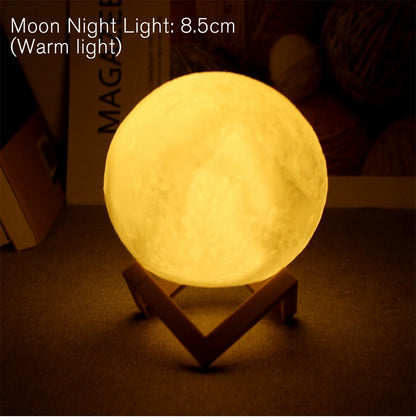8cm Moon Lamp LED Night Light – Starry Bedroom Decor 