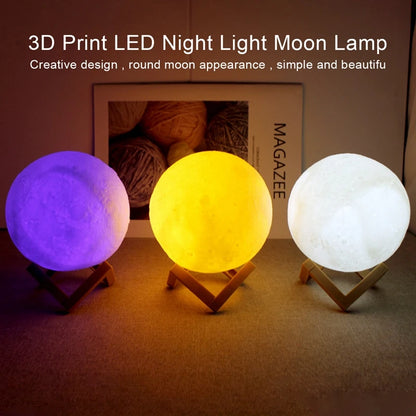 8cm Moon Lamp LED Night Light – Starry Bedroom Decor 