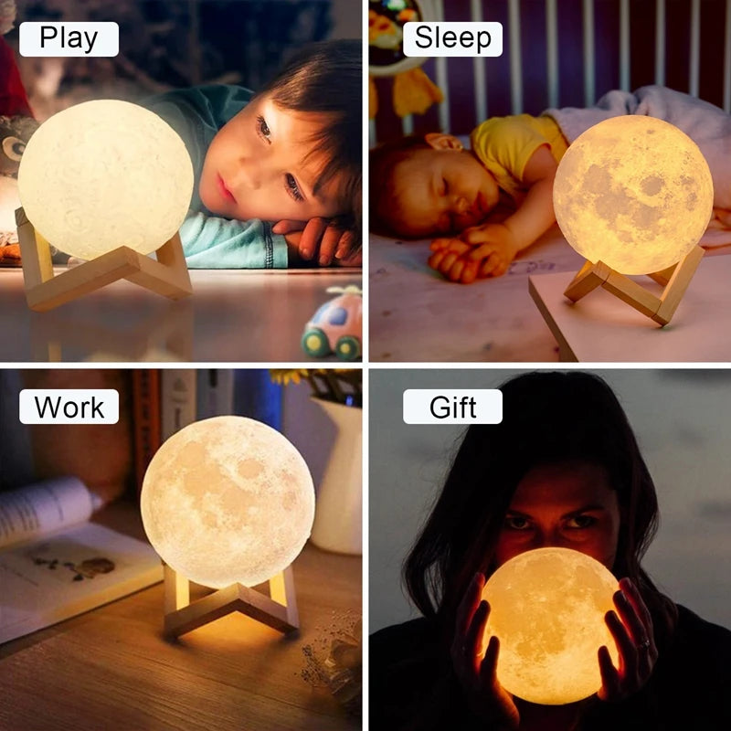 8cm Moon Lamp LED Night Light – Starry Bedroom Decor 